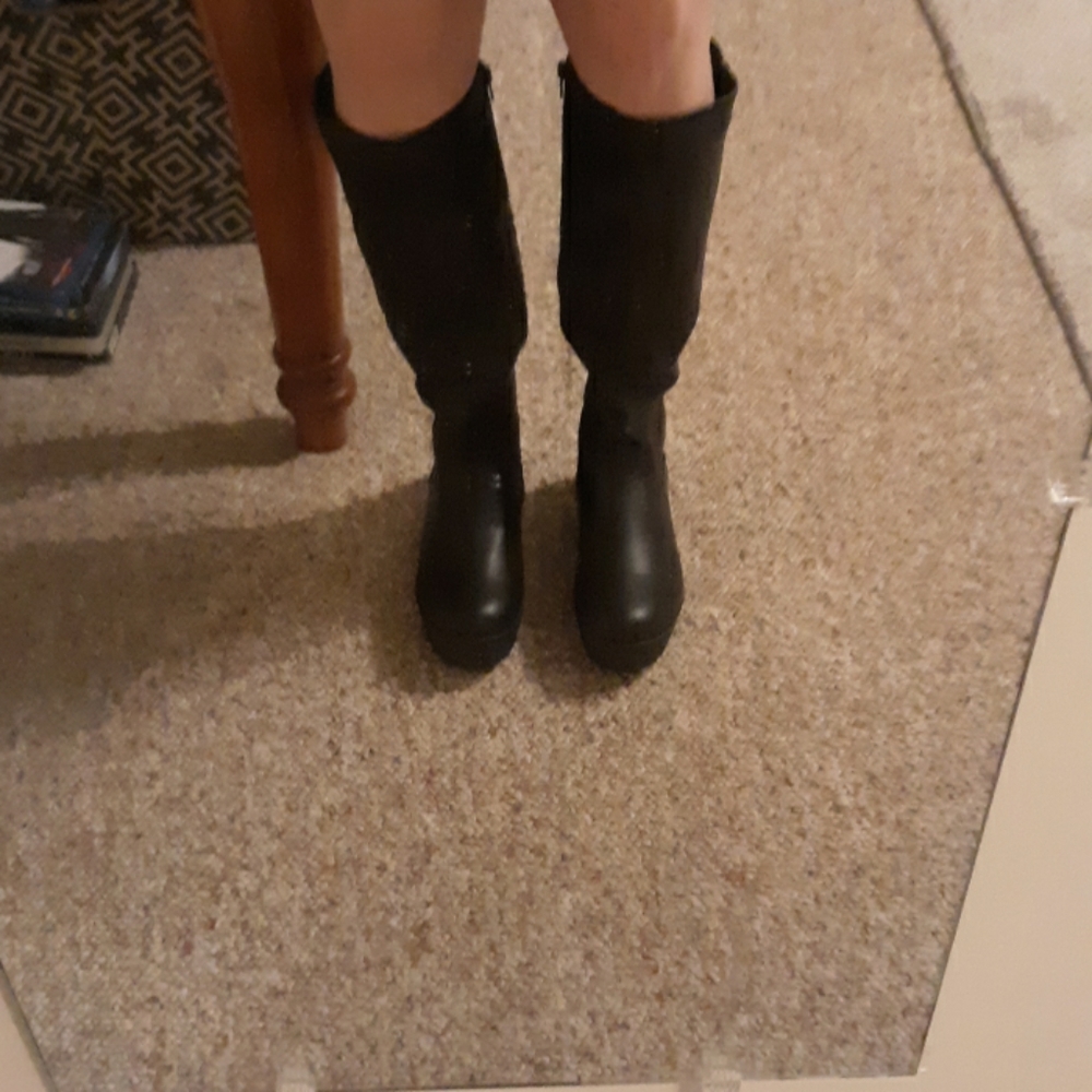 Faux leather platform boots